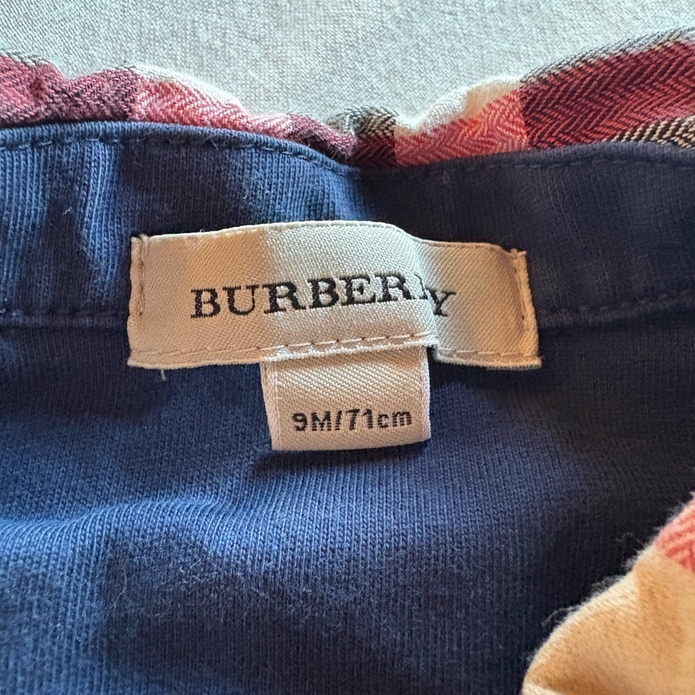 Burberry Kids Shirt in Navy with Red Plaid Collar - Picture 3 of 3